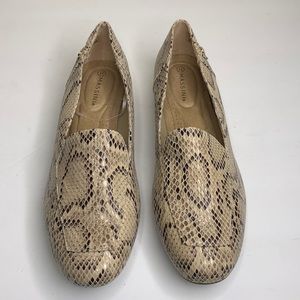 MASSINI Loafers Tan Brown Snakeskin Print REESE Tiny Heel Slip On Shoes 11